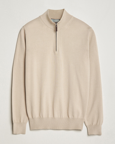 Herren | Half-zip | Canali | Cotton Half Zip Sweater Beige
