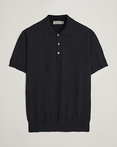 Herren | Italian Department | Canali | Cotton Short Sleeve Polo Black
