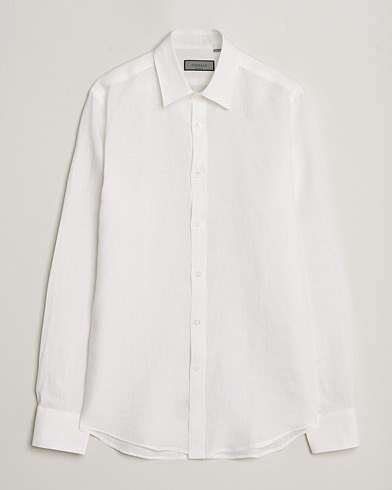 Herren | Leinenhemden | Canali | Slim Fit Linen Sport Shirt White