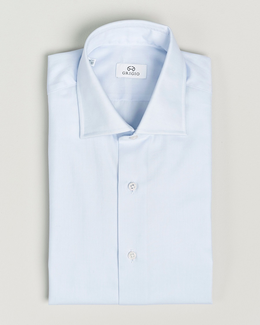 Grigio Cotton Twill Dress Shirt Light Blue – Blau