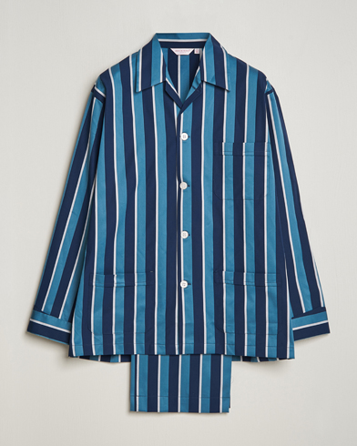 Herren | Pyjama-Set | Derek Rose | Cotton Striped Pyjama Set Teal