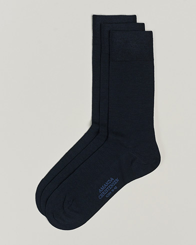 Herren | Normale Socken | Amanda Christensen | 3-Pack Icon Wool/Cotton Socks Dark Navy