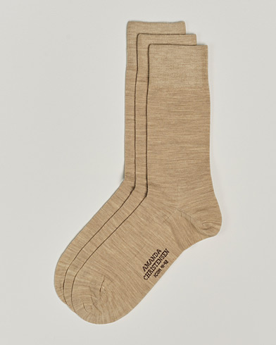 Herren | Normale Socken | Amanda Christensen | 3-Pack Icon Wool/Cotton Socks Sand