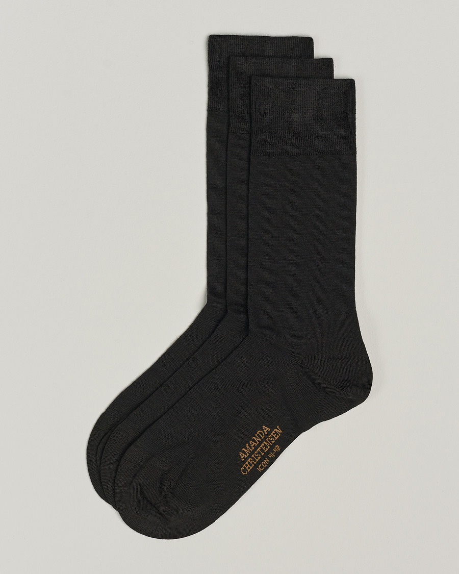 Amanda Christensen 3-Pack Icon Wool/Cotton Socks Dark Brown – Braun
