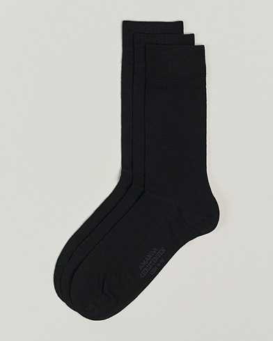Herren | Normale Socken | Amanda Christensen | 3-Pack Icon Wool/Cotton Socks Black