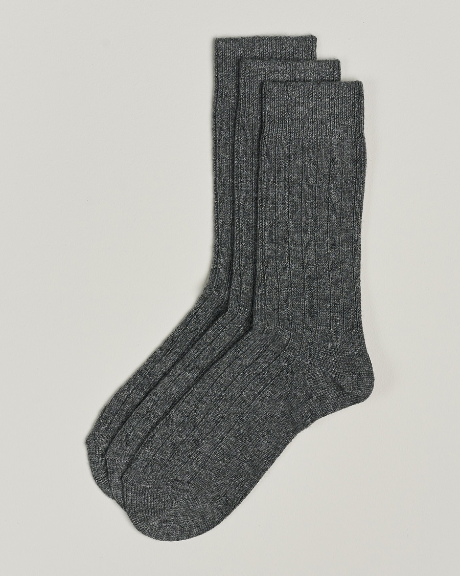 Amanda Christensen 3-Pack Supreme Wool/Cashmere Sock Grey Melange – Grau