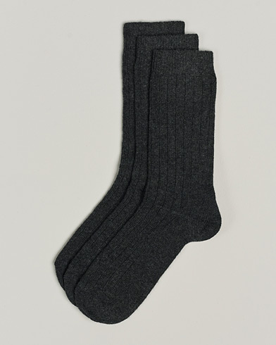 Herren | Normale Socken | Amanda Christensen | 3-Pack Supreme Wool/Cashmere Sock Antracite Melange