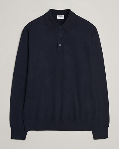 Herren | Bestickte Polohemden | Filippa K | Knitted Polo Shirt Navy