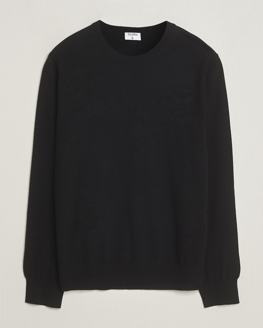 Filippa K Merino Round Neck Sweater Black – Schwarz