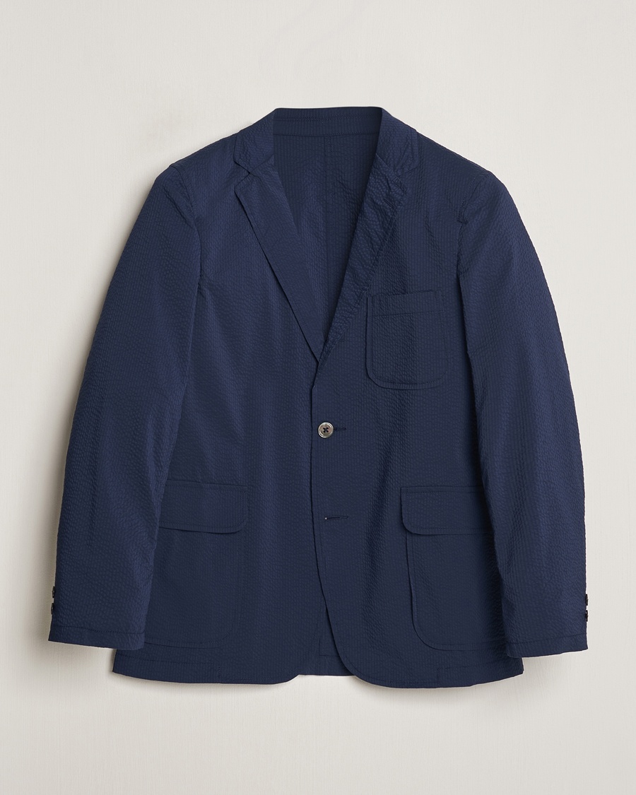 BEAMS PLUS Seersucker Blazer Navy – Blau