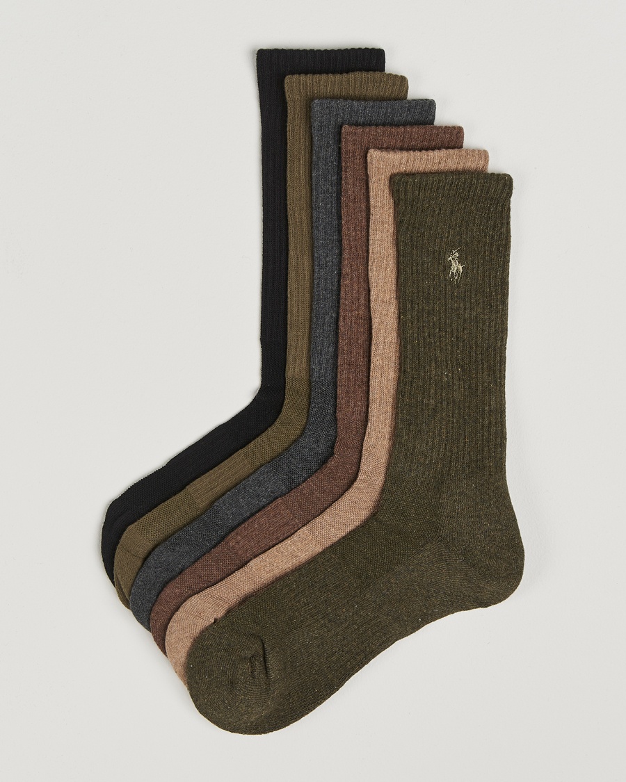 Polo Ralph Lauren6-Pack Performance Crew SocksBrown – Mehrfarbig