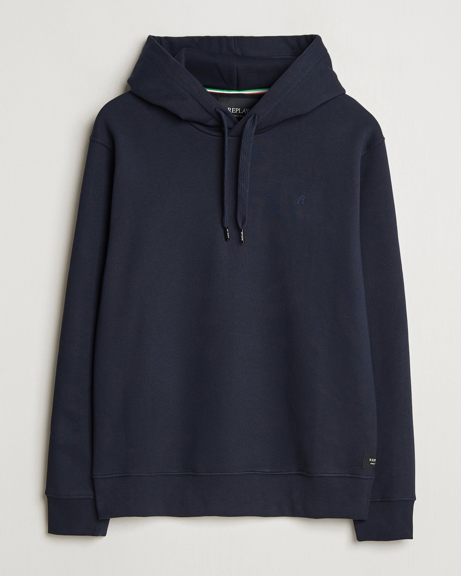 Replay Tonal Logo Hoodie Navy – Blau
