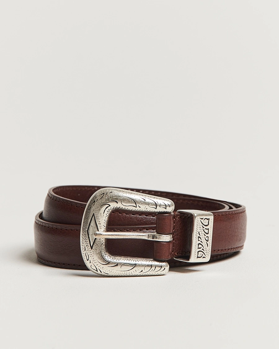 Anderson's Grained Western Leather Belt 2,5 cm Brown – Braun