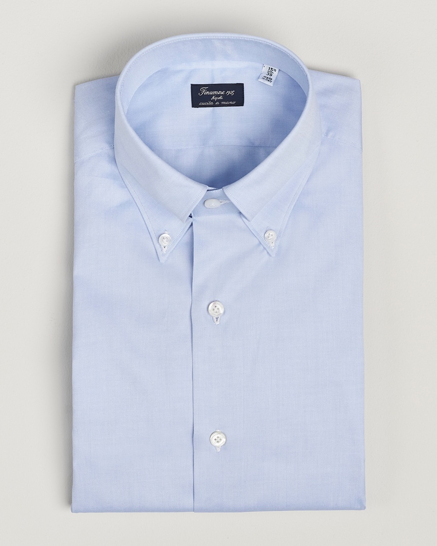 Finamore Napoli Milano Slim Oxford Button Down Shirt Light Blue – Blau