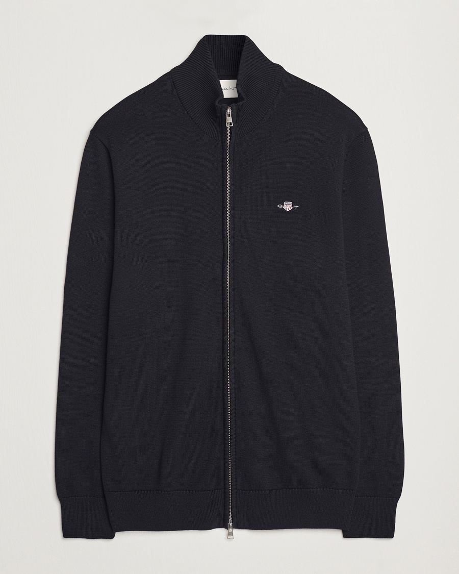 Gant Cotton Full Zip Cardigan Black – Schwarz