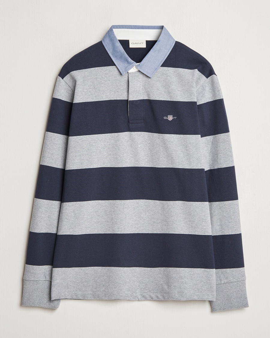 GANT Chambray Striped Heavy Rugger Grey Melange – Blau