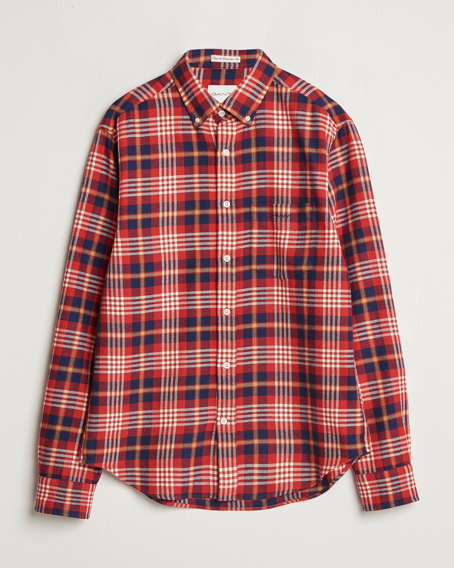 GANT Regular Flannel Plaid Shirt Ruby Red – Rot