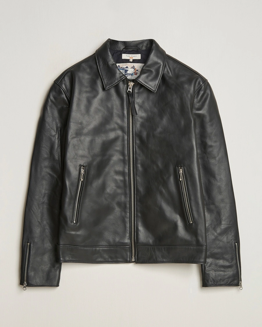 Nudie Jeans Eddy Rider Leather Jacket Black – Schwarz