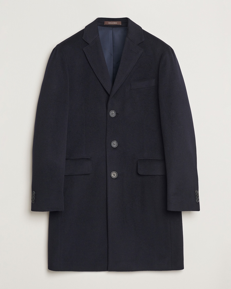 Oscar Jacobson Sylar Wool/Cashmere Coat Navy – Blau