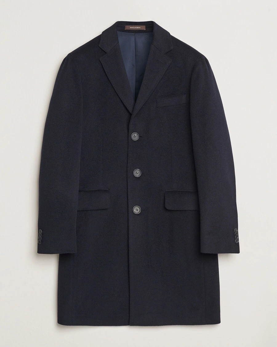 Oscar Jacobson Sylar Wool/Cashmere Coat Navy – Blau