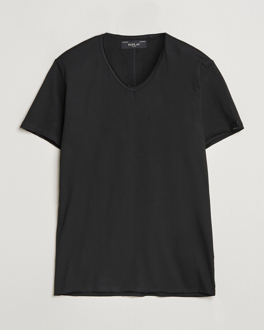 Replay V-Neck T-Shirt Black – Schwarz