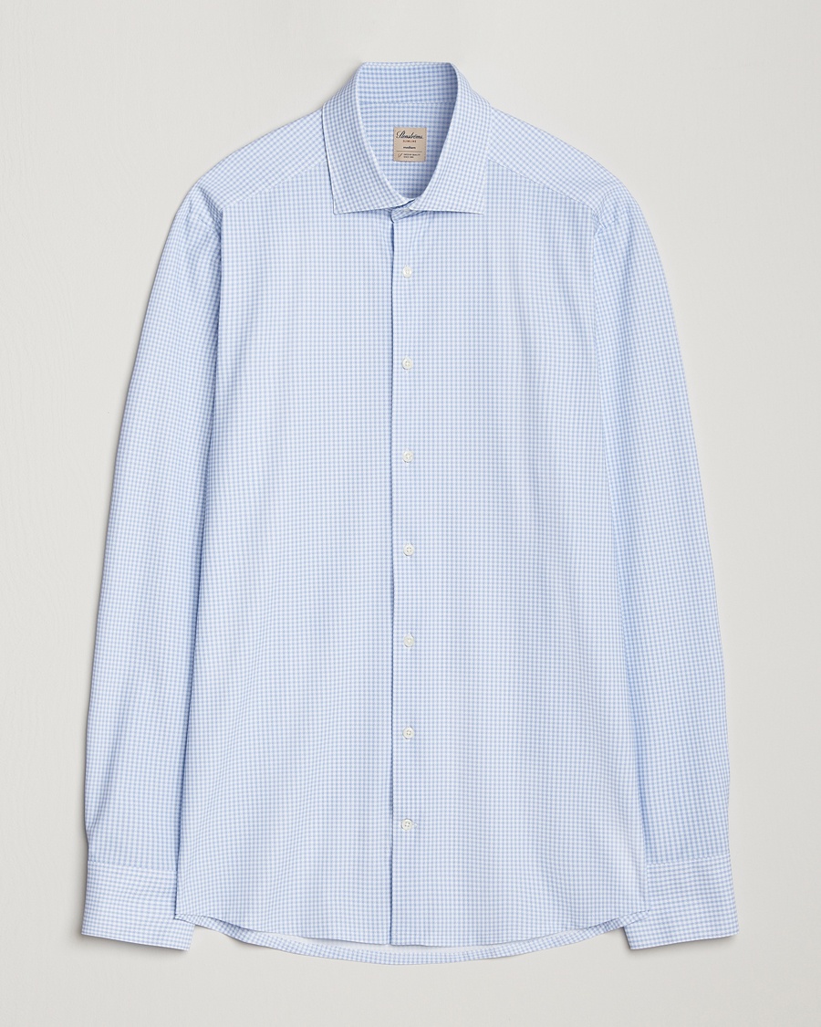 Stenströms Slimline Active Stretch Houndstooth Shirt Light Blue – Blau