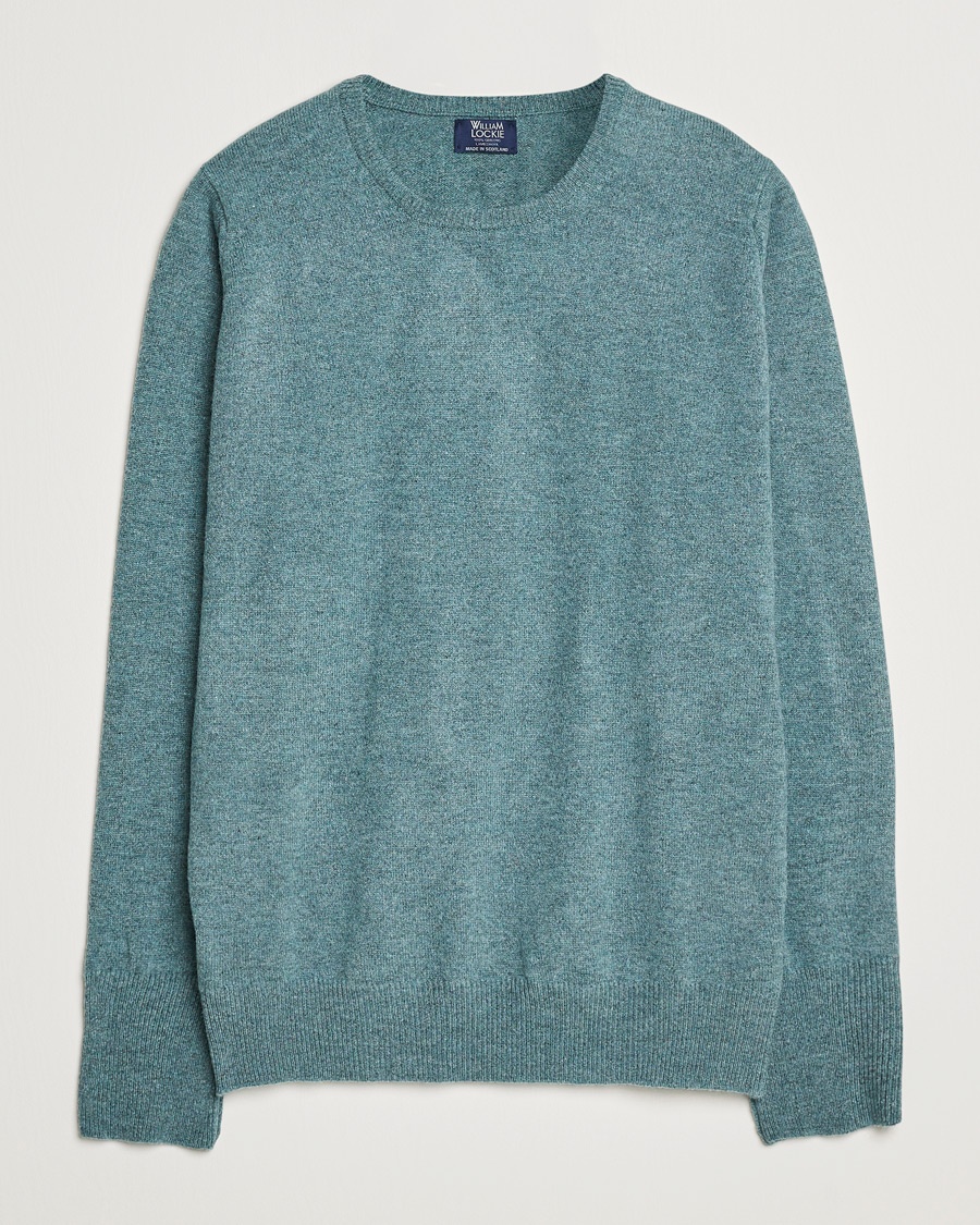 William Lockie Rob Lambswool Crewneck Caspian – Grün