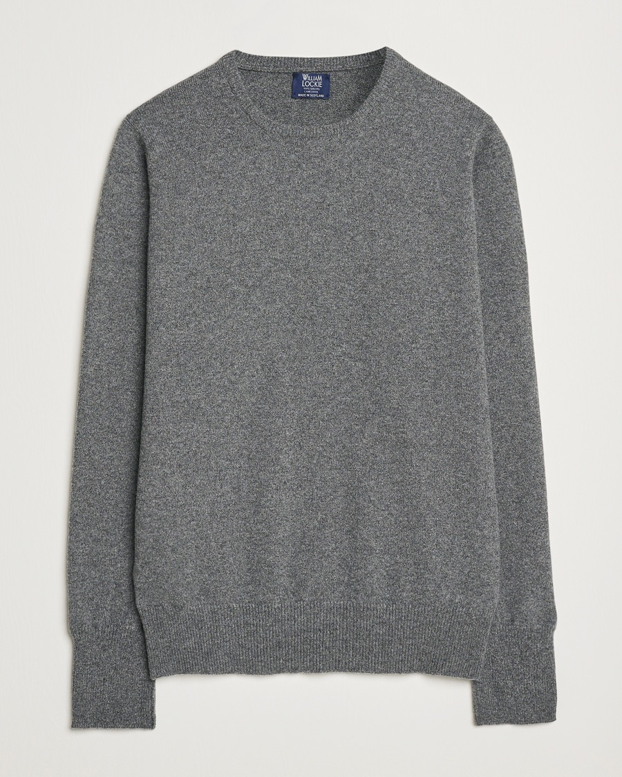 William Lockie Rob Lambswool Crewneck Cliff – Grau