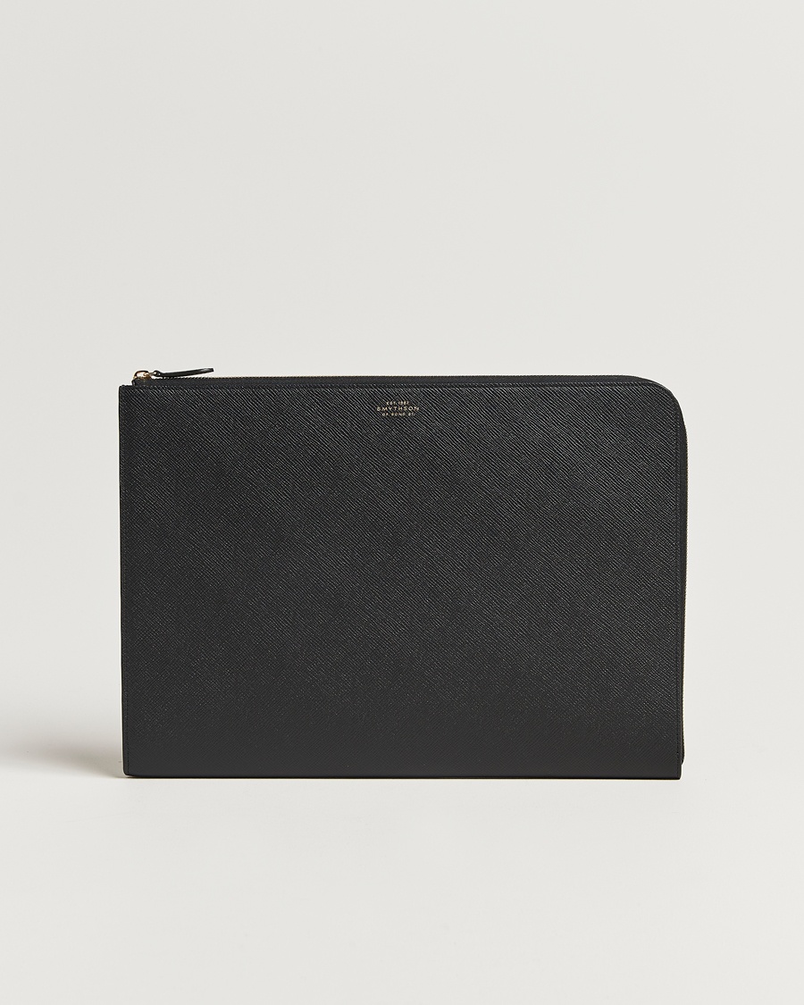 Smythson Panama Large Laptop Case Black – Schwarz
