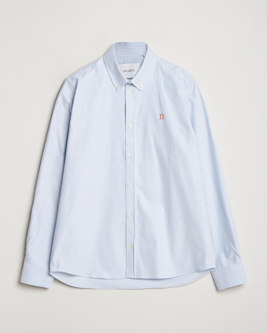 LES DEUX Konrad Contrast Oxford Shirt Light Blue/White – Blau