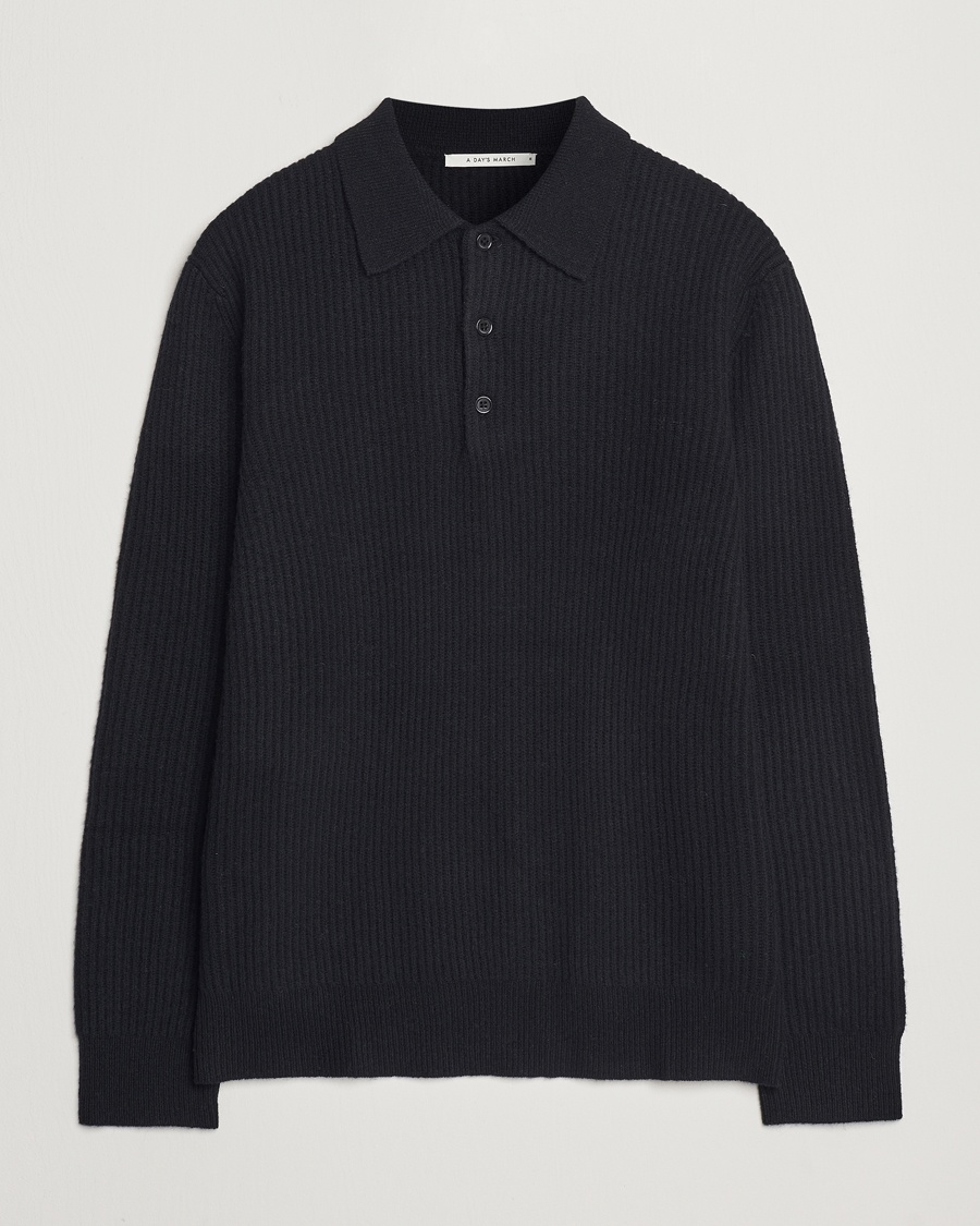 A Day's March Dover Lambswool Polo Black – Schwarz