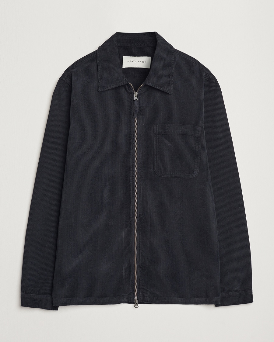 A Day's March Fraser Cord Zip Overshirt Black – Schwarz