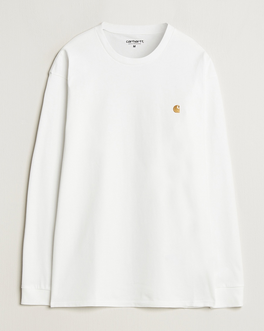 Carhartt WIP Chase Combed Cotton Long Sleeve T-Shirt White/Gold – Weiß