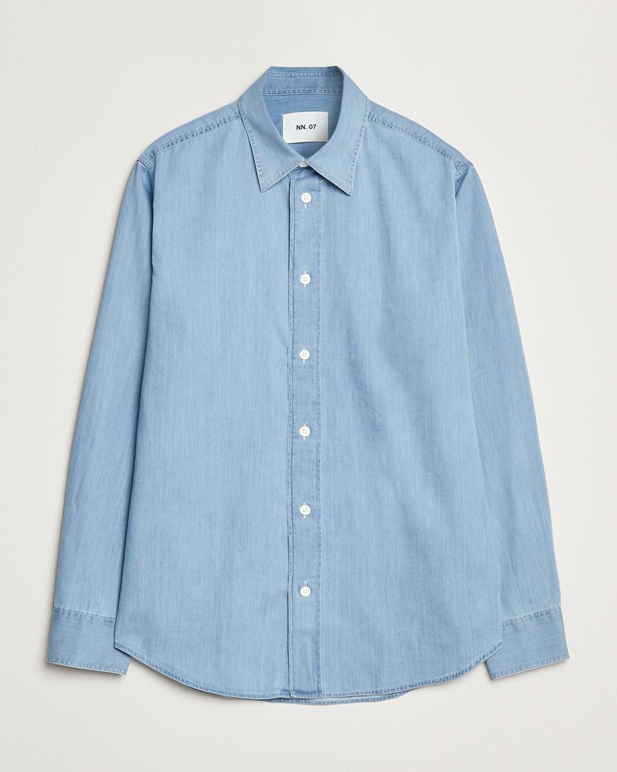 NN07 Colby Denim Shirt Bleached Indigo – Blau