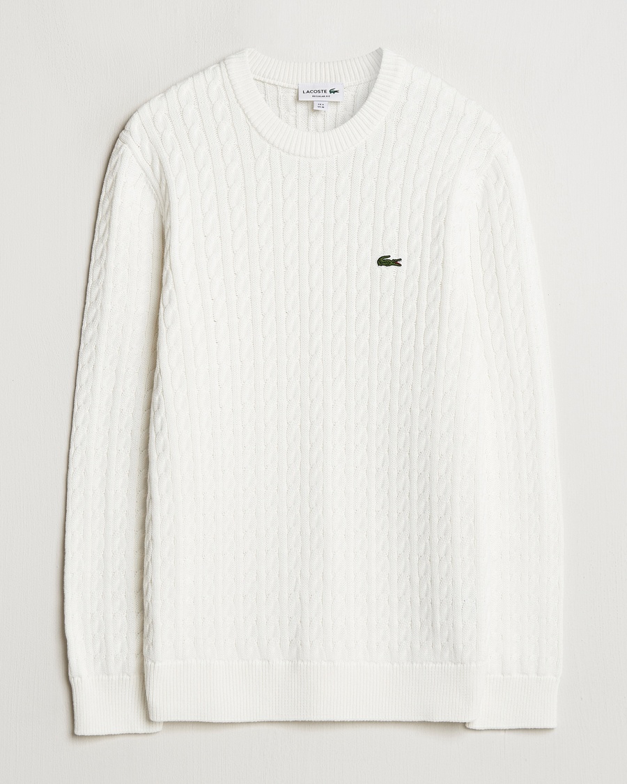 Lacoste Cotton Cable Sweater Flour – Weiß