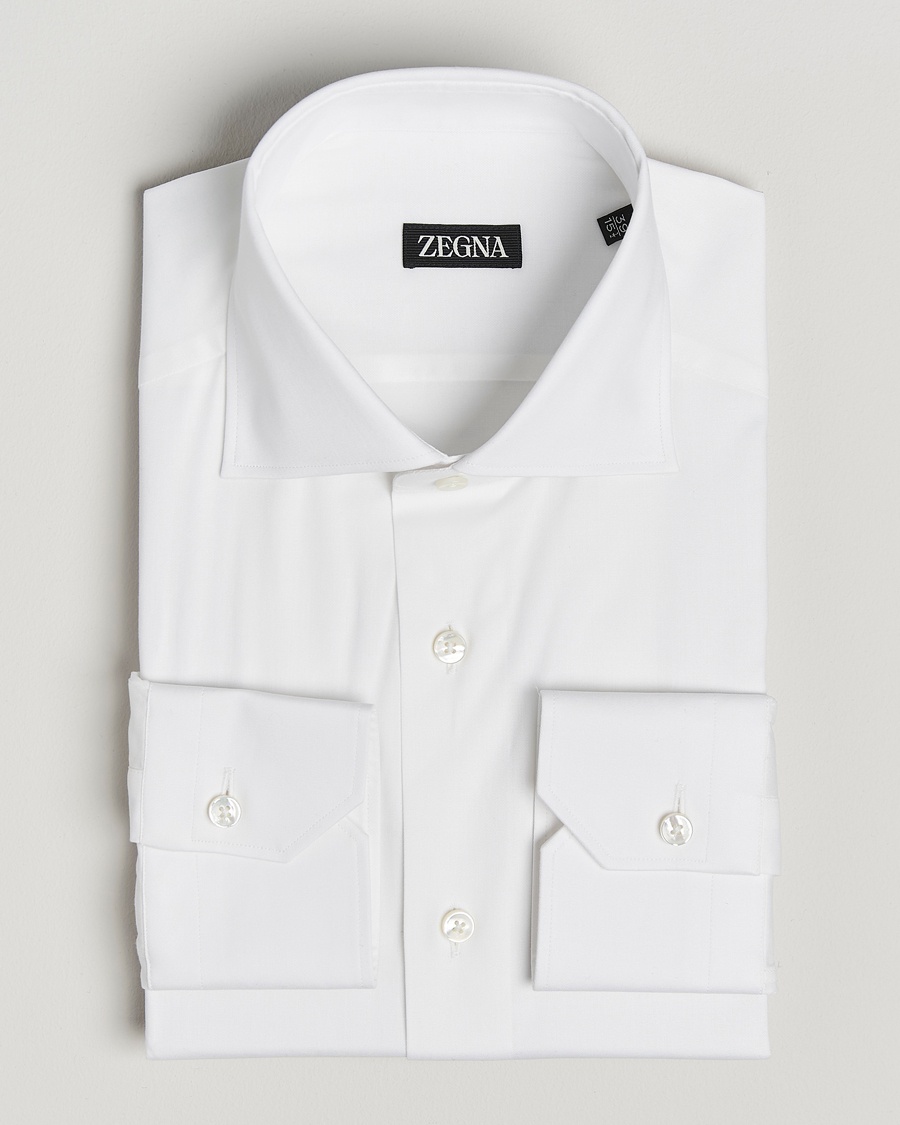 Zegna Slim Fit Cotton Dress Shirt White – Weiß