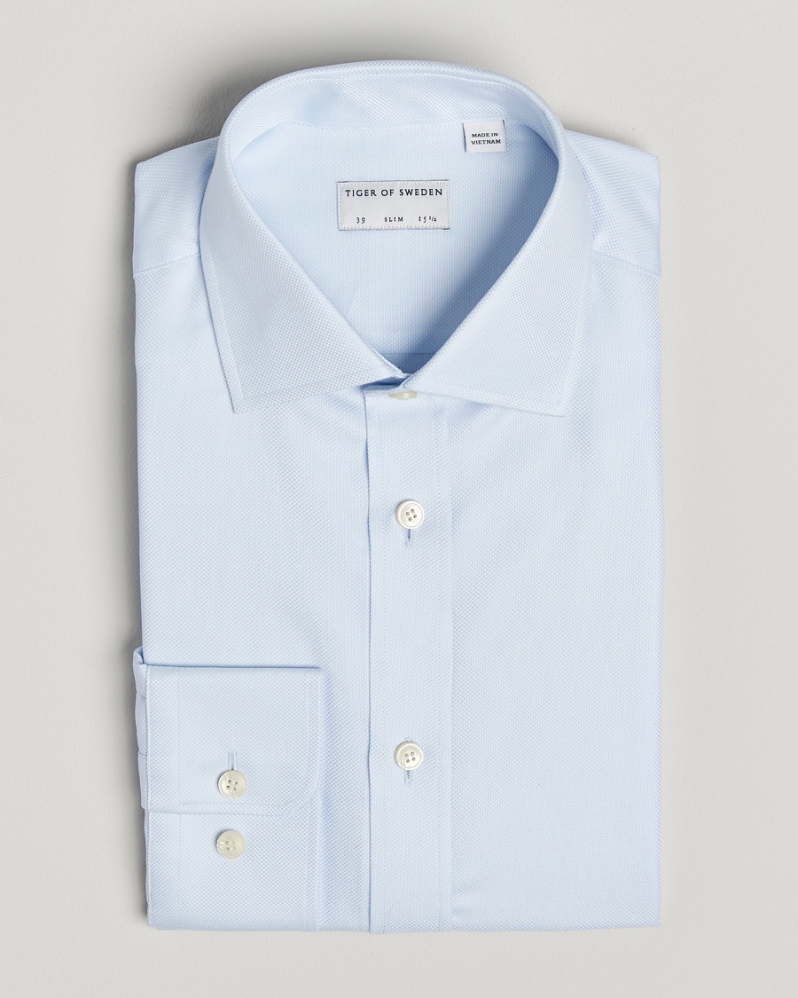 Tiger of Sweden Adley Structured Slim Fit Cut Away Shirt Light Blue – Blau