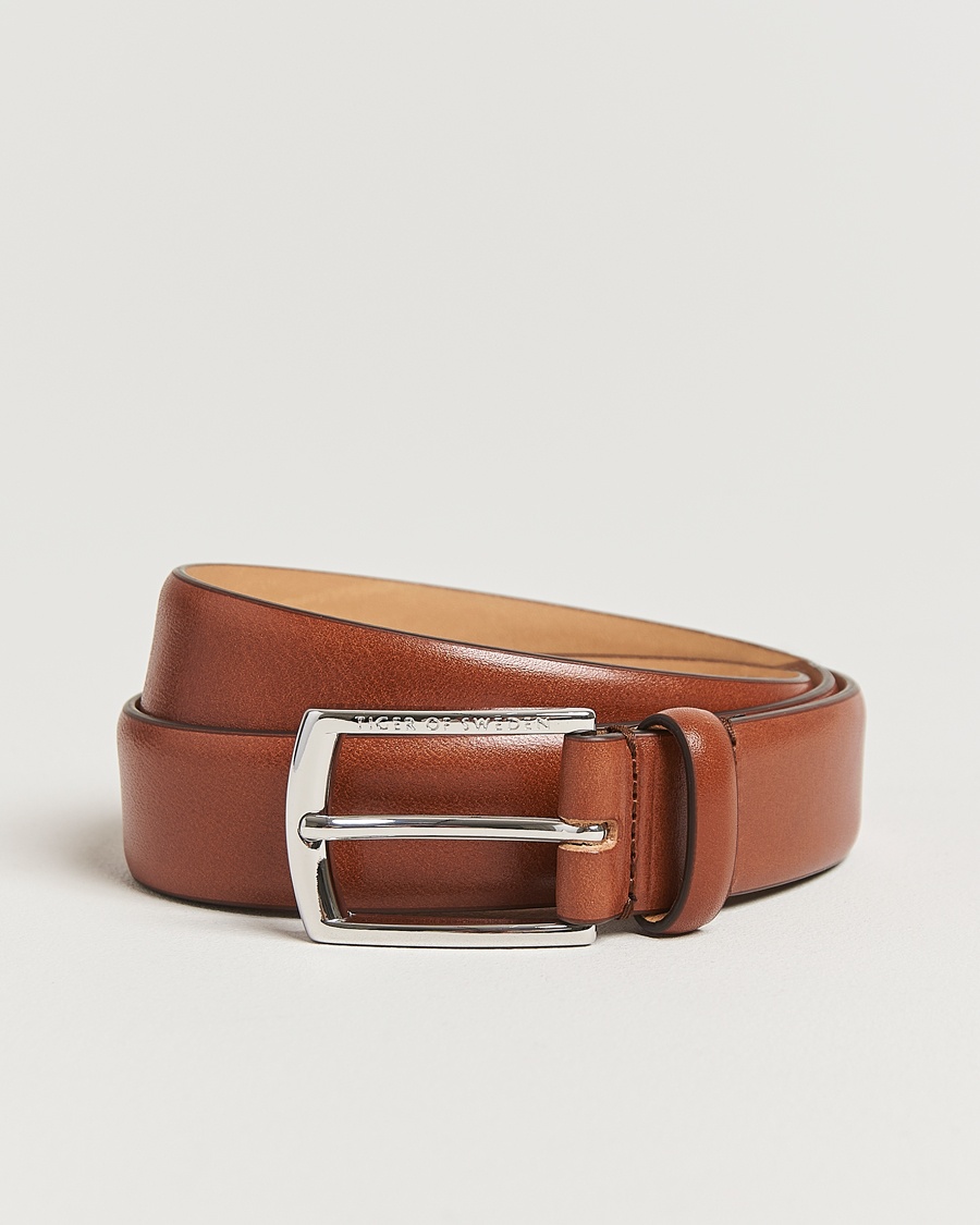 Tiger of Sweden Asenby Leather 3 cm Belt Cognac – Braun