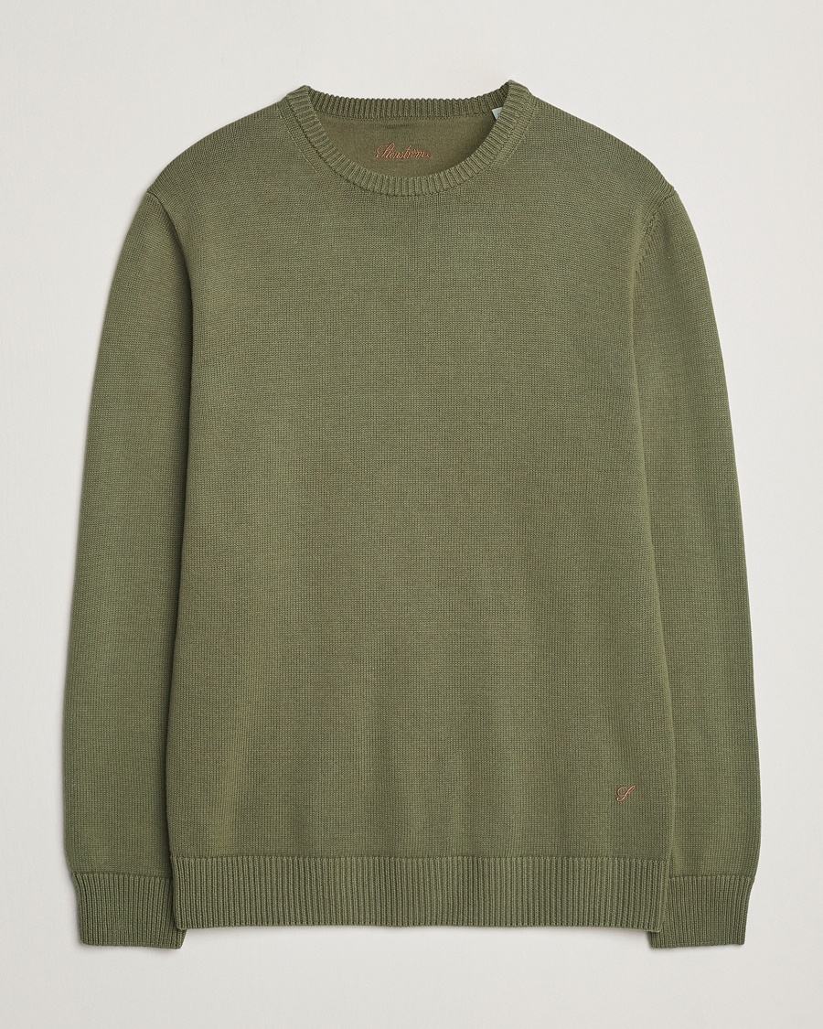 Stenströms Organic Cotton Knitted Sweater Olive – Grün