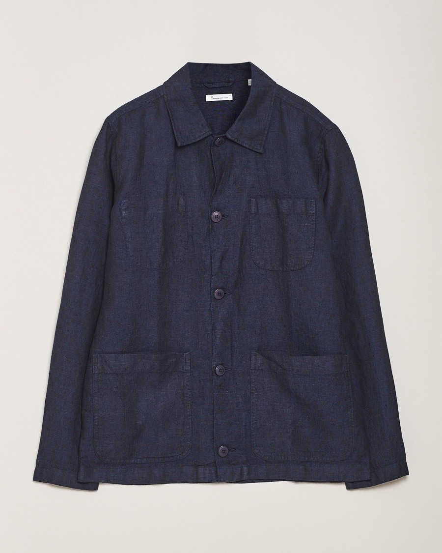 KnowledgeCotton Apparel Linen Overshirt Total Eclipse – Blau