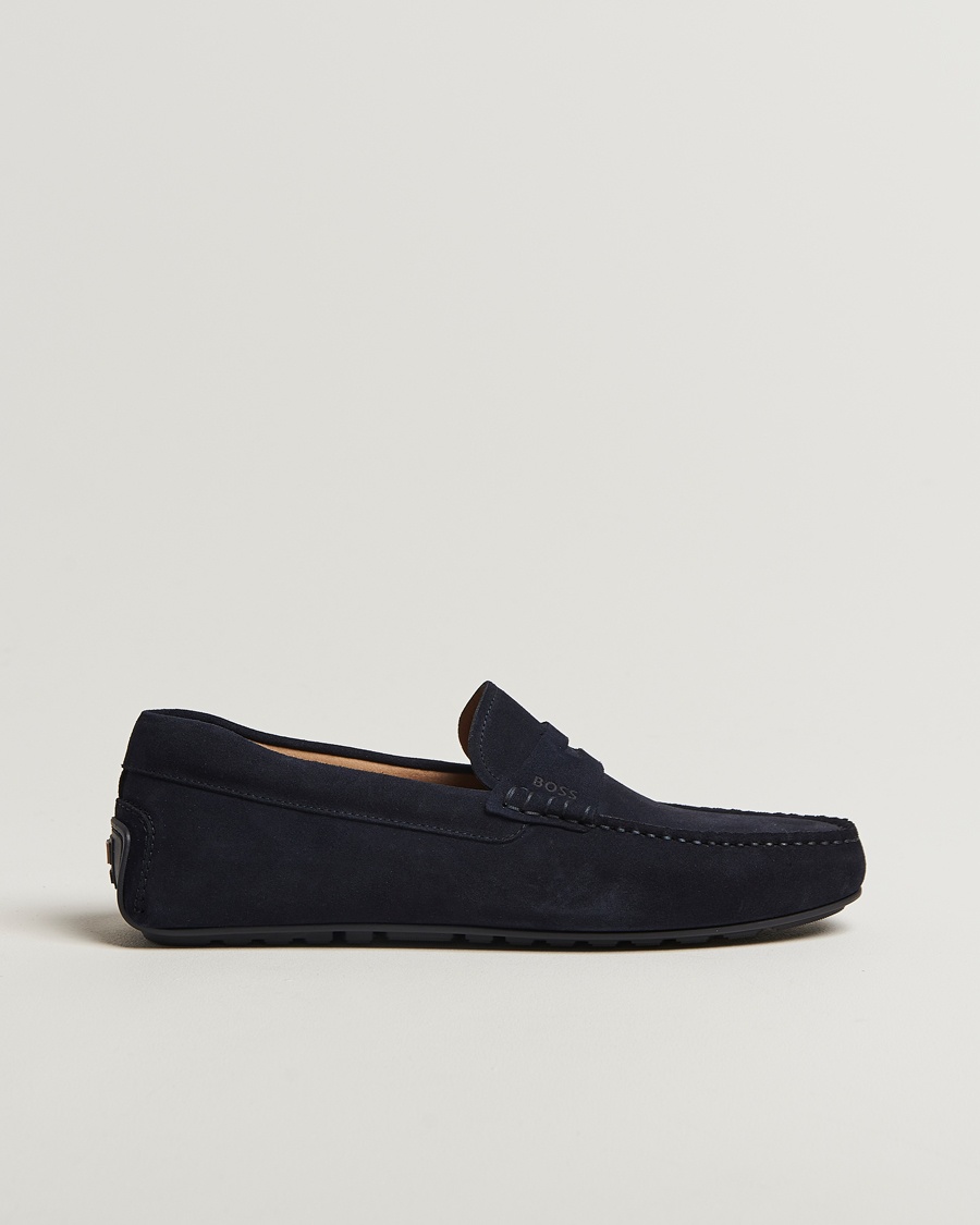 BOSS BLACK Noel Suede Moccasin Dark Blue – Blau