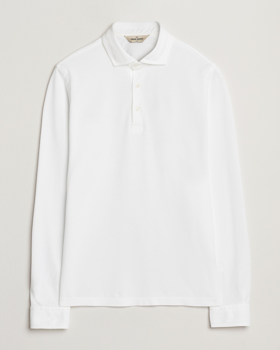 Gran Sasso Washed Long Sleeve Polo White – Weiß