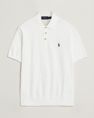 Polo Ralph Lauren Knitted Short Sleeve Polo Deckwash White – Weiß