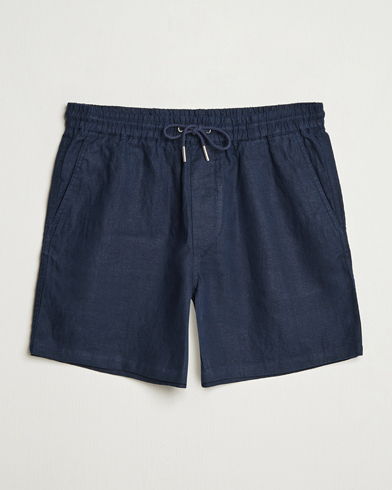 NN07 Gregor Linen Drawstring Shorts Navy Blue – Blau