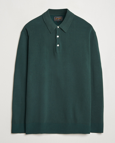 BEAMS PLUS Long Sleeve 12G Knit Polo Forest Green – Grün