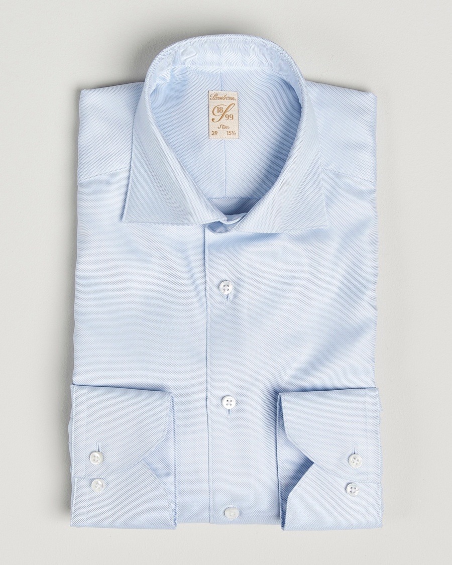 Stenströms 1899 Slim Cotton Twill Shirt Light Blue – Blau