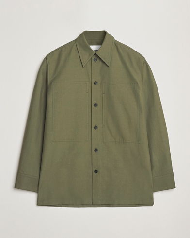 Jil Sander Compact Cotton Overshirt Olive – Grün