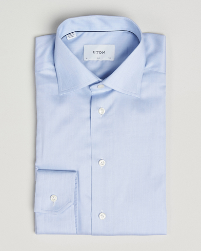 Eton Slim Fit Signature Twill Paspoal Shirt Light Blue – Blau