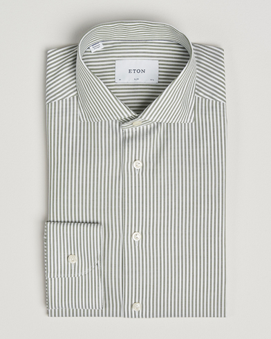 Eton Slim Fit Bengal Striped Oxford Shirt Green – Grün