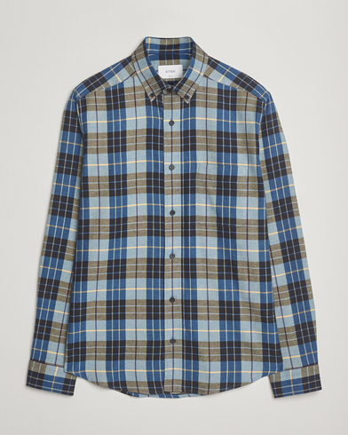 Eton Casual Fit Checked Flannel Shirt Blue Multi – Blau
